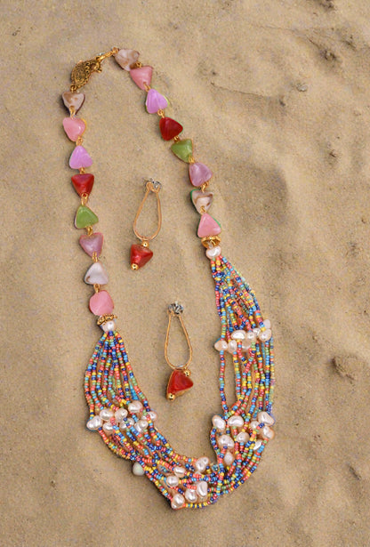 Assorted Beads Multi Stand Necklace Set