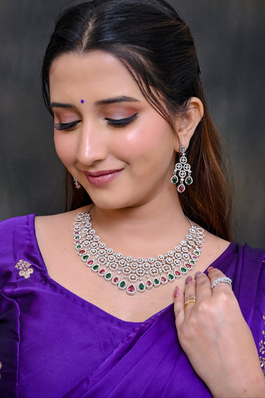 Zyra CZ Diamond Necklace set