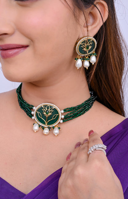 Antique Doublet Stone Choker Necklace Set