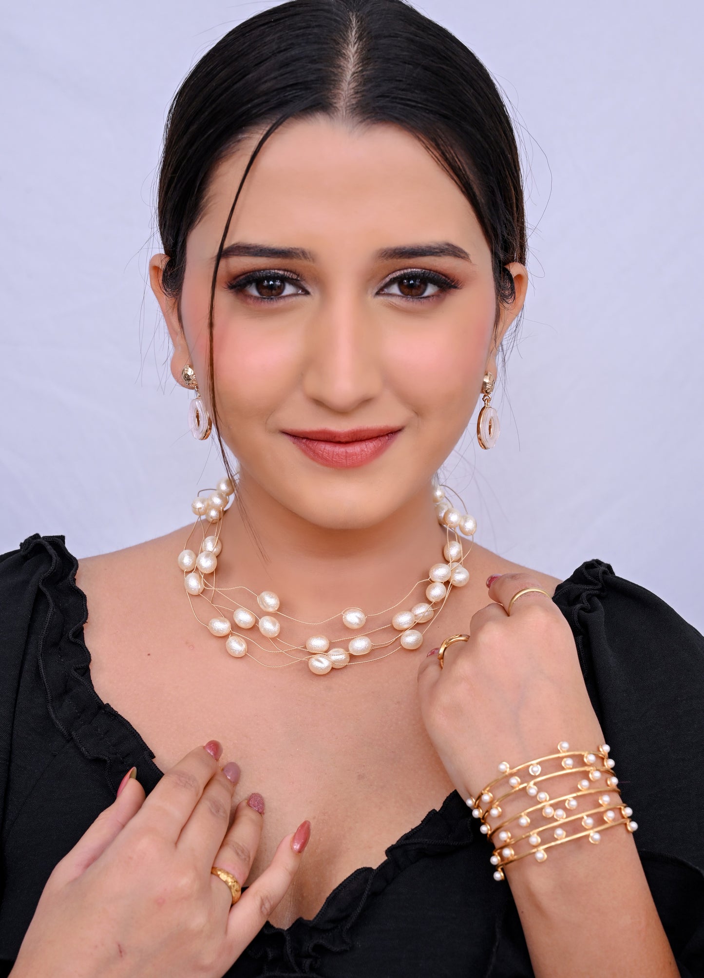 Multilayered Fresh Water Pearls Necklace