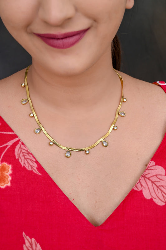Elegant Gold CZ Studded Charms Chain