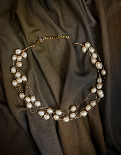 Multilayered Fresh Water Pearls Necklace