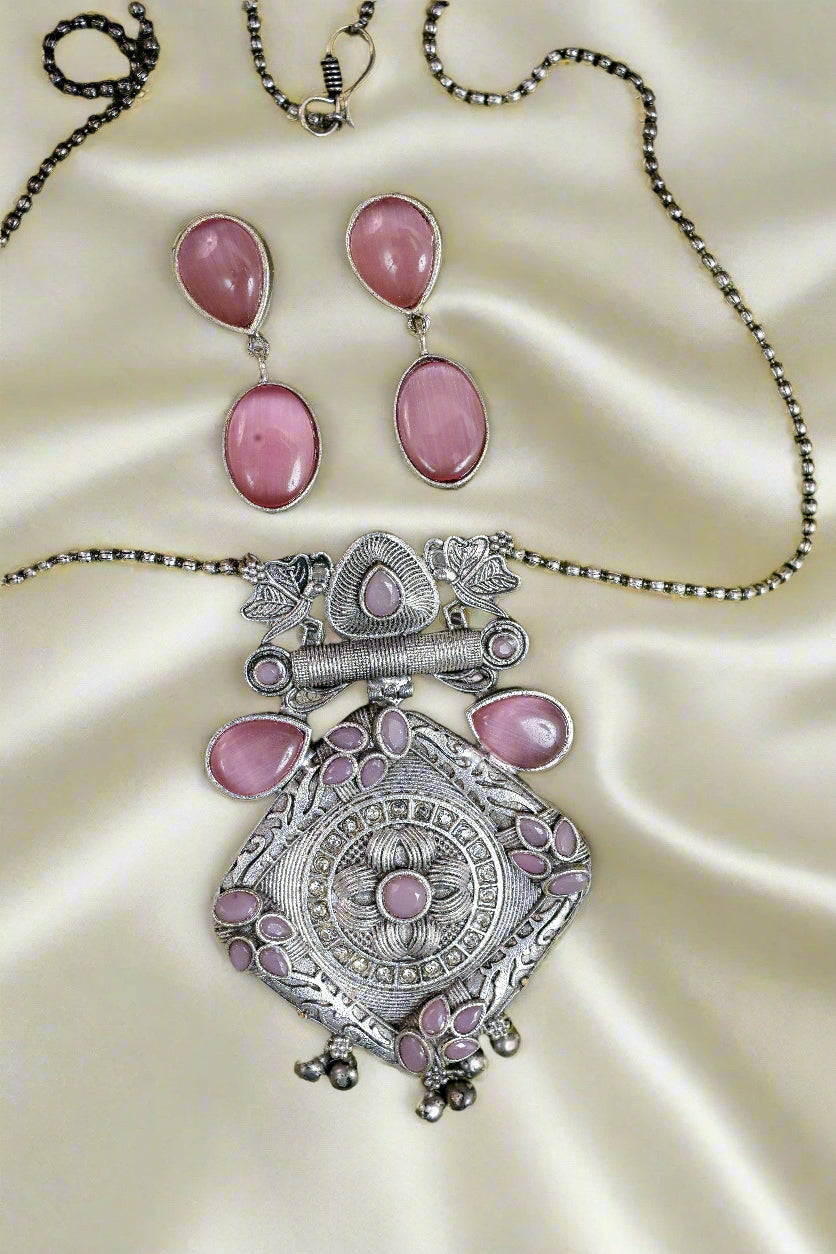 Antique Oxidized Matar Mala Necklace Set