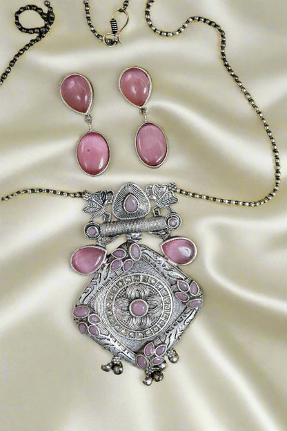Antique Oxidized Matar Mala Necklace Set
