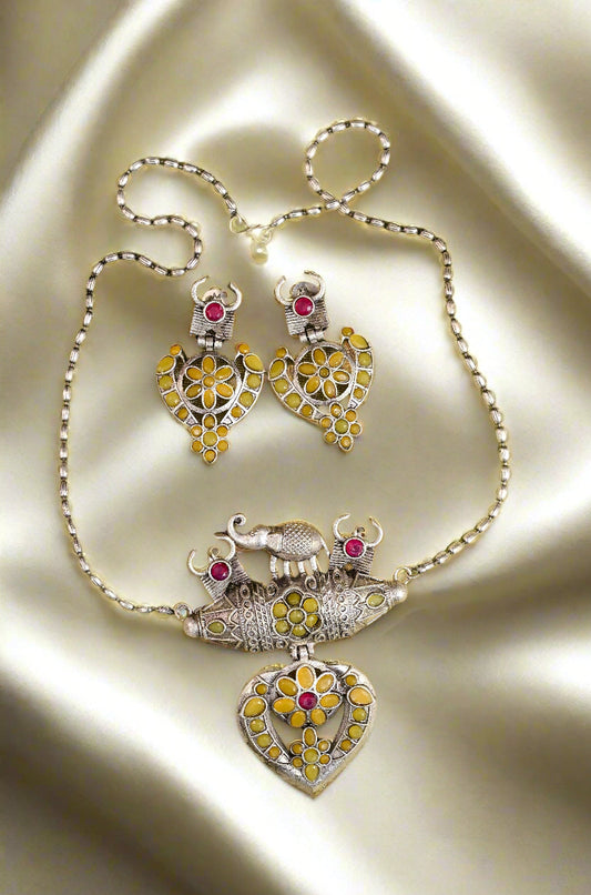 Antique Oxidized Silver Necklace Set