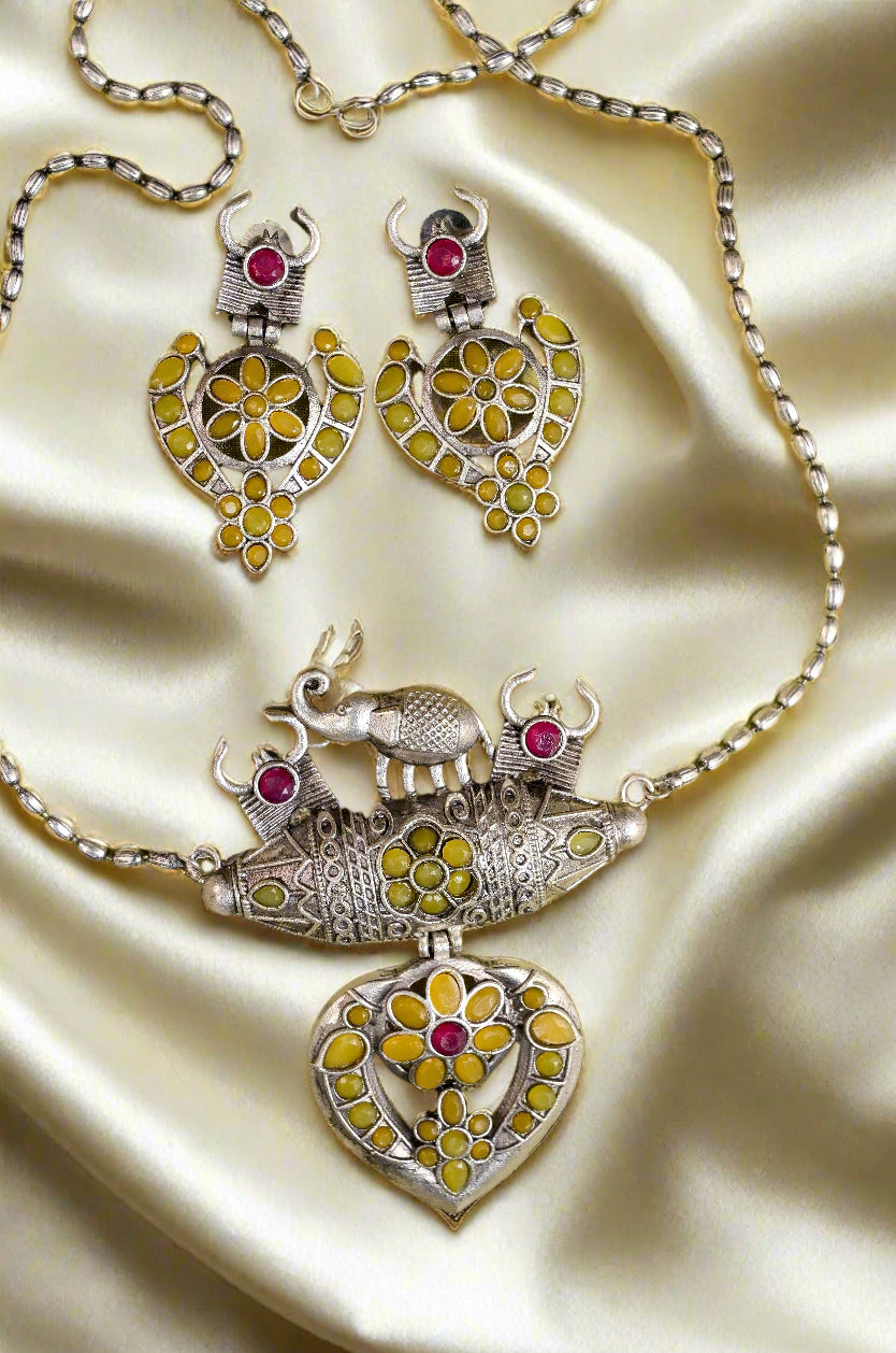 Antique Oxidized Silver Necklace Set