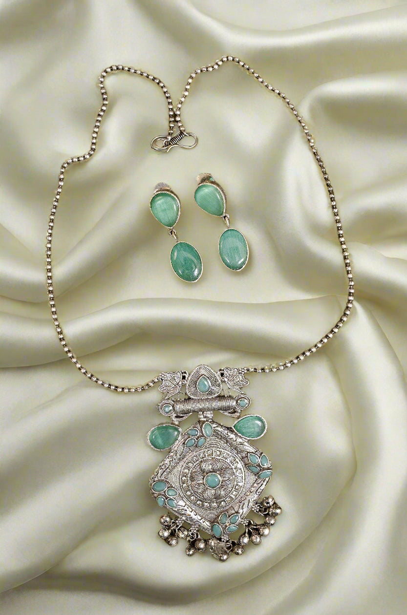 Antique Oxidized Matar Mala Necklace Set