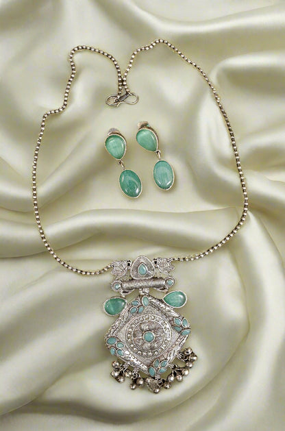Antique Oxidized Matar Mala Necklace Set