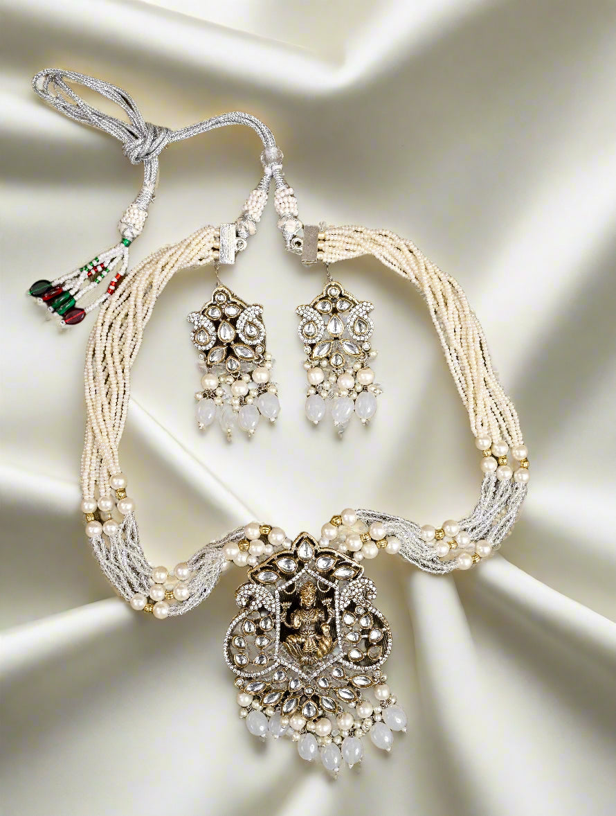 Statement Pearl Laxmi Kundan Necklace Set