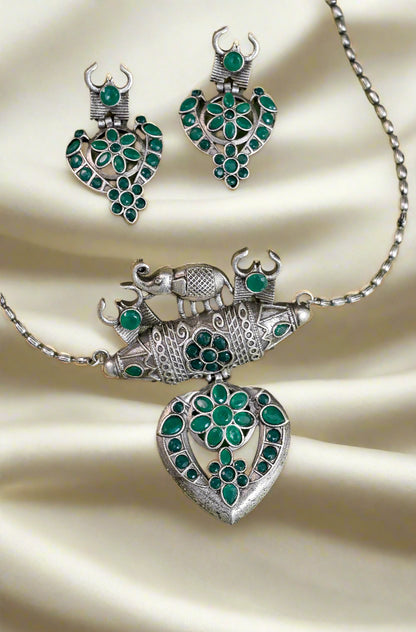 Antique Oxidized Silver Necklace Set