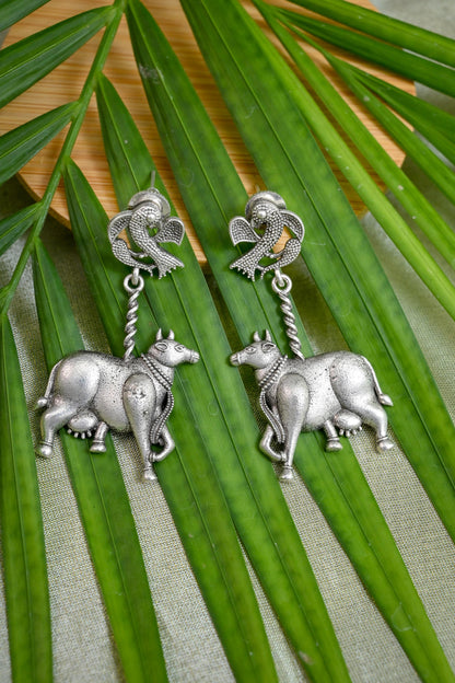 Antique Nature Inspired Oxidized Drop Earrings