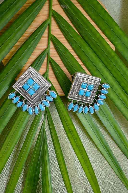 Contemporary Silver Stud Earrings