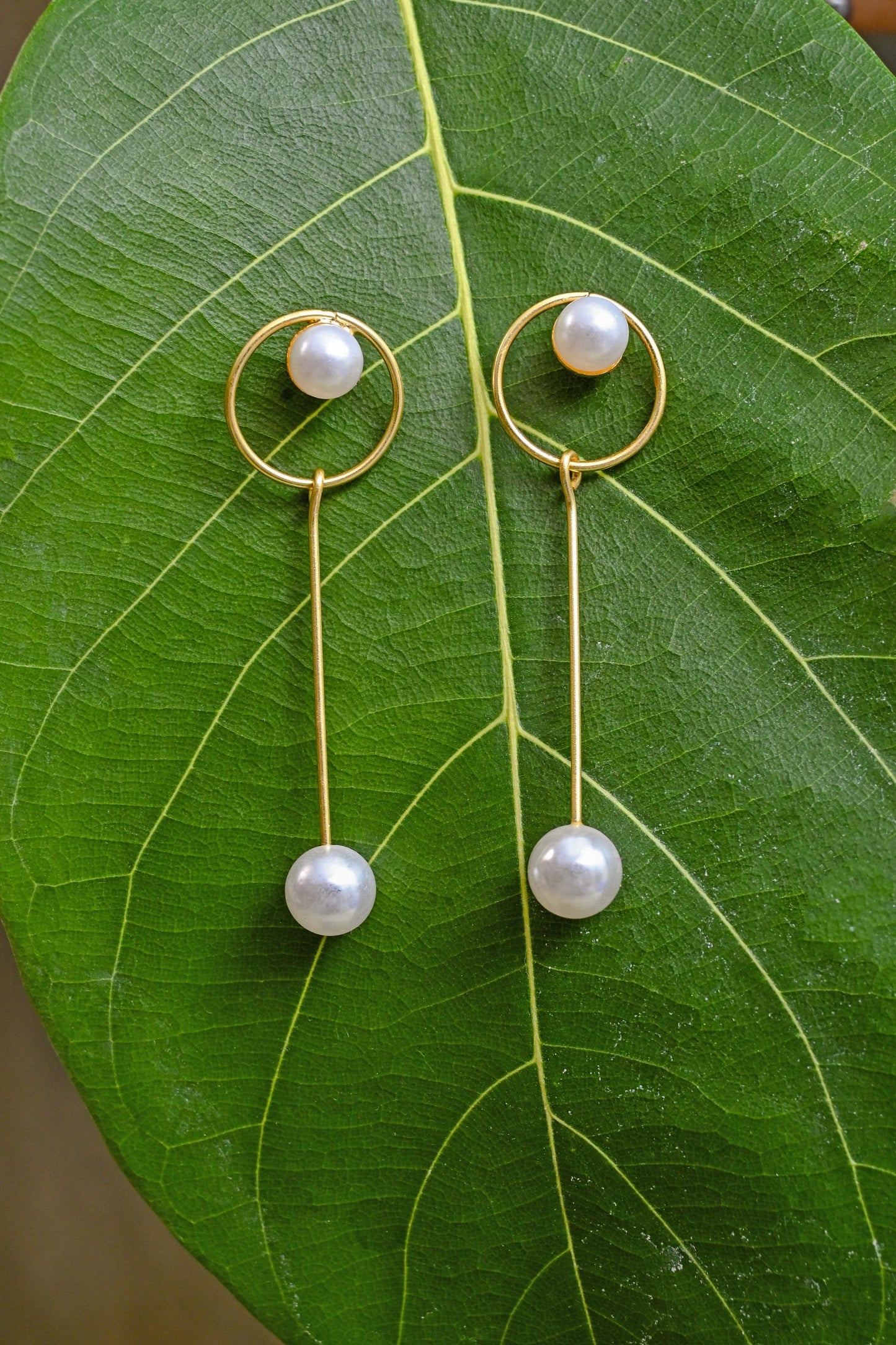 Gold Plated Statement Pearl Drop Earrings