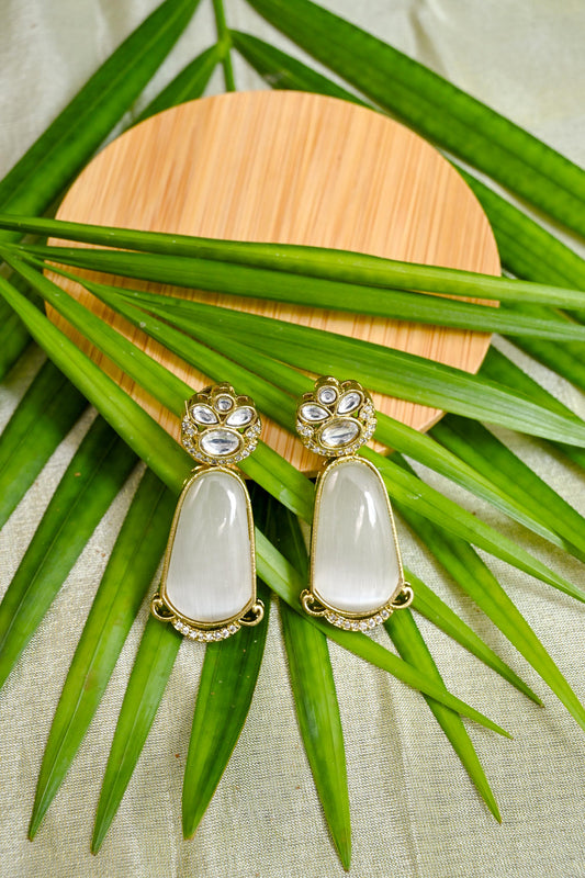 CZ Moonstone Drop Earrings