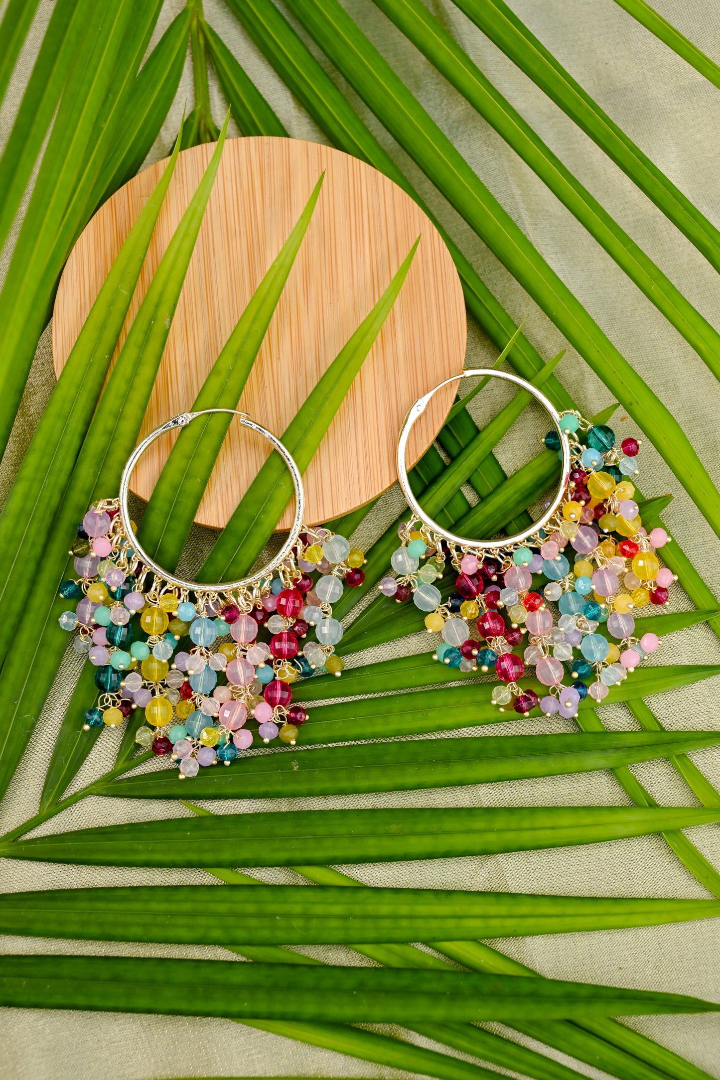 Vibrant Multicolored Kundan Chandbalis Hoops Earring