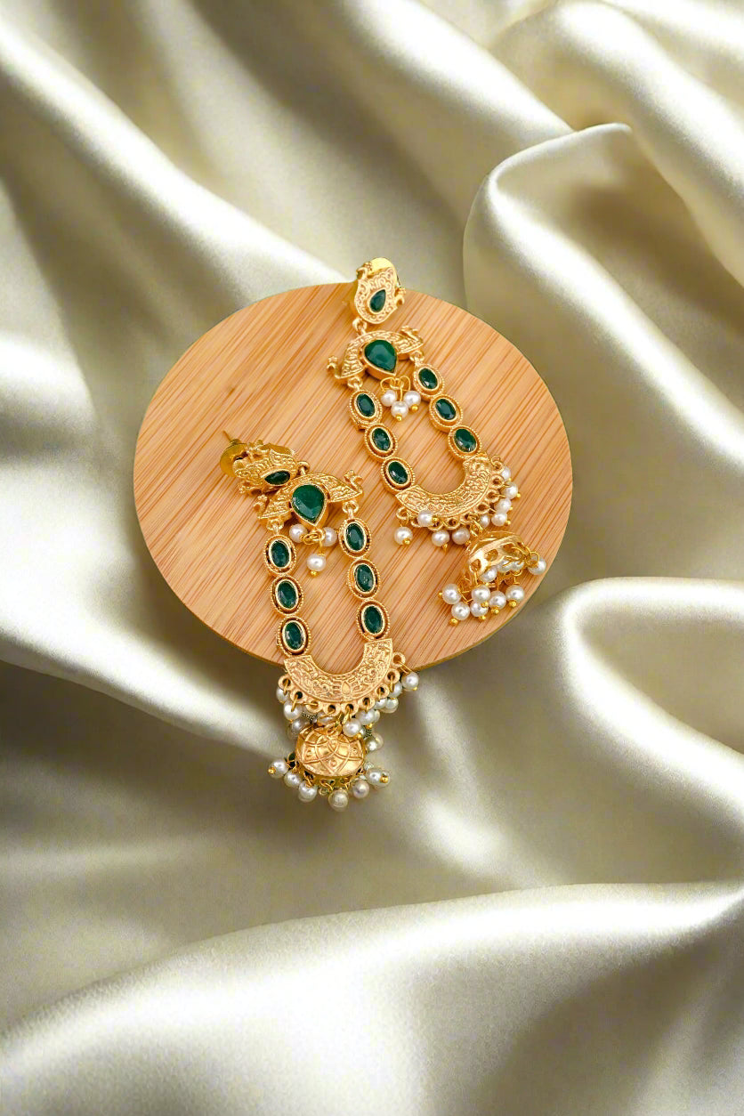 Jadau Contemporary Ethnic Drop Earrings