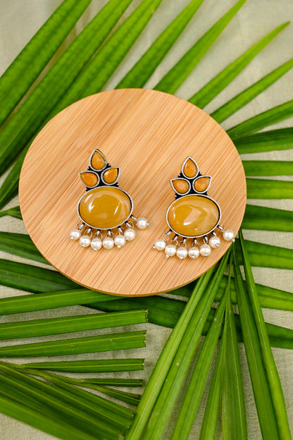 Monalisa Stone Silver Stud Earrings