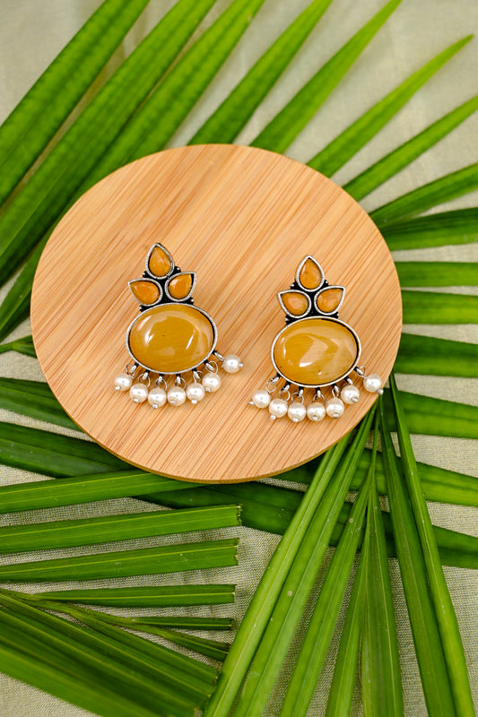 Monalisa Stone Silver Stud Earrings