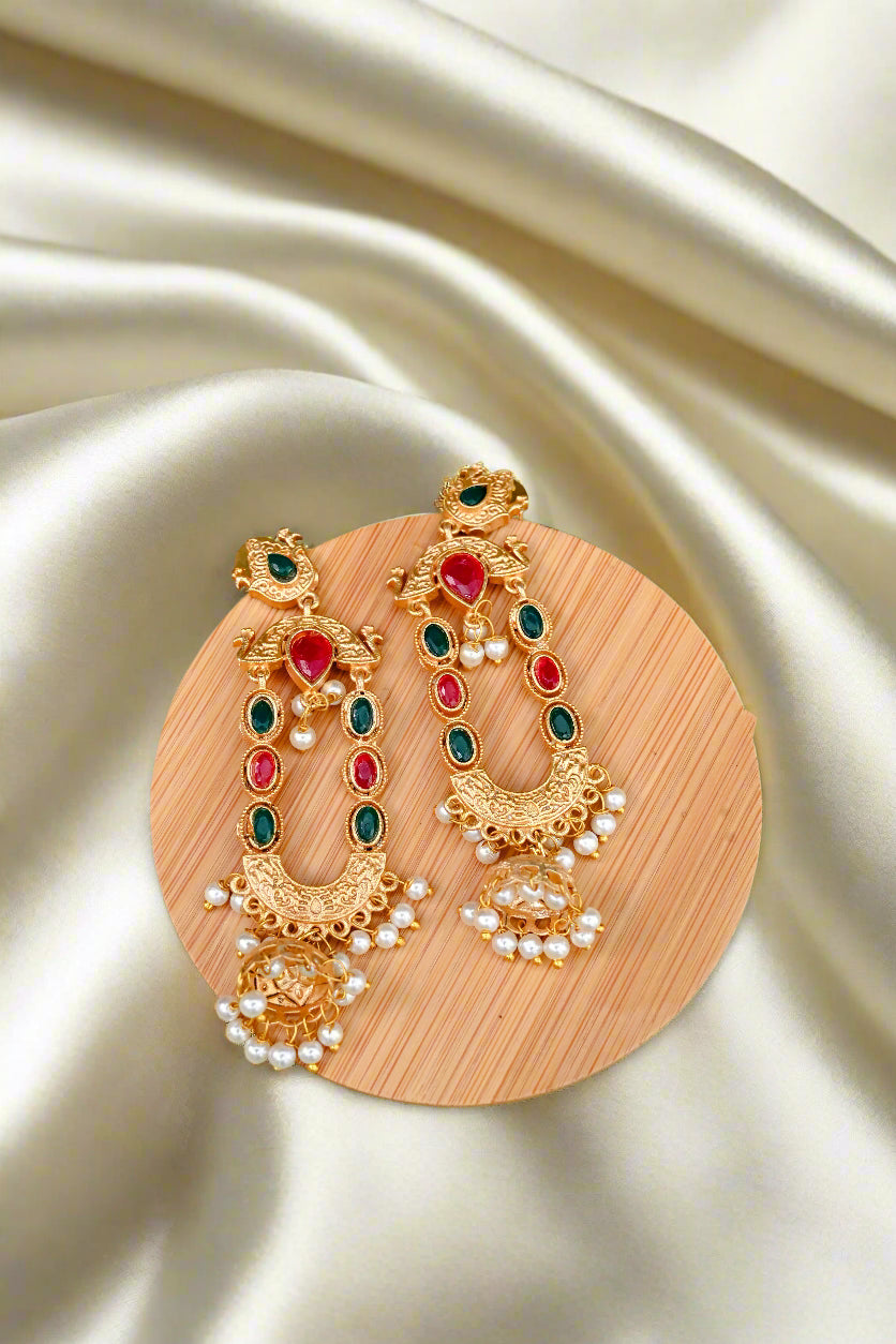 Jadau Contemporary Ethnic Drop Earrings
