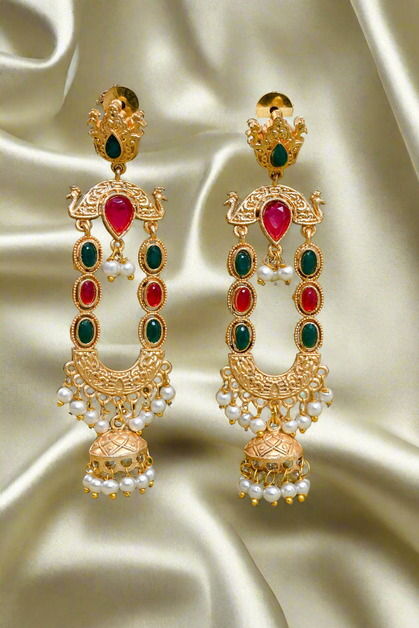 Jadau Contemporary Ethnic Drop Earrings