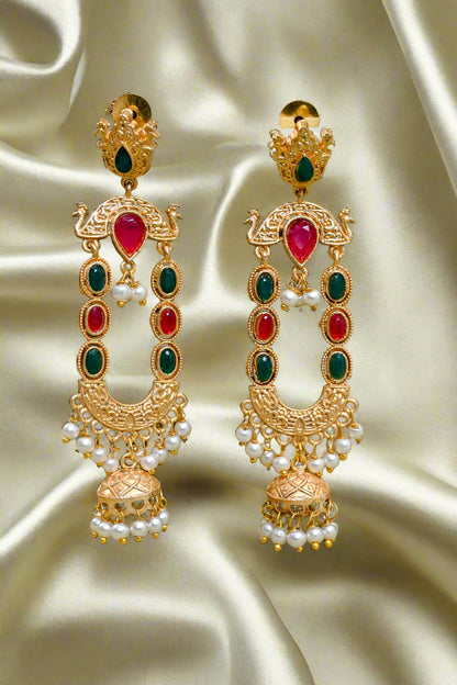 Jadau Contemporary Ethnic Drop Earrings