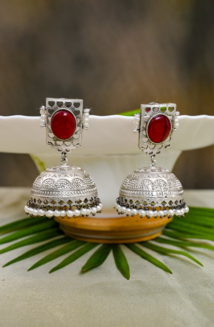 Stunning Monalisa Silver Jhumkas