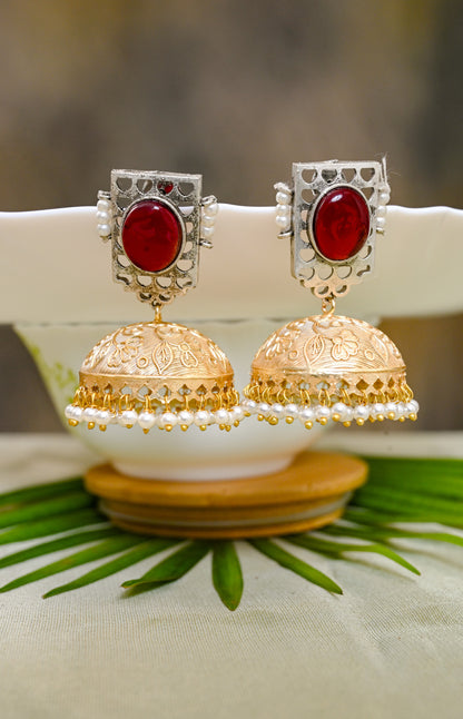 Statement Dual-Tone Anti-Tarnish Jhumkas