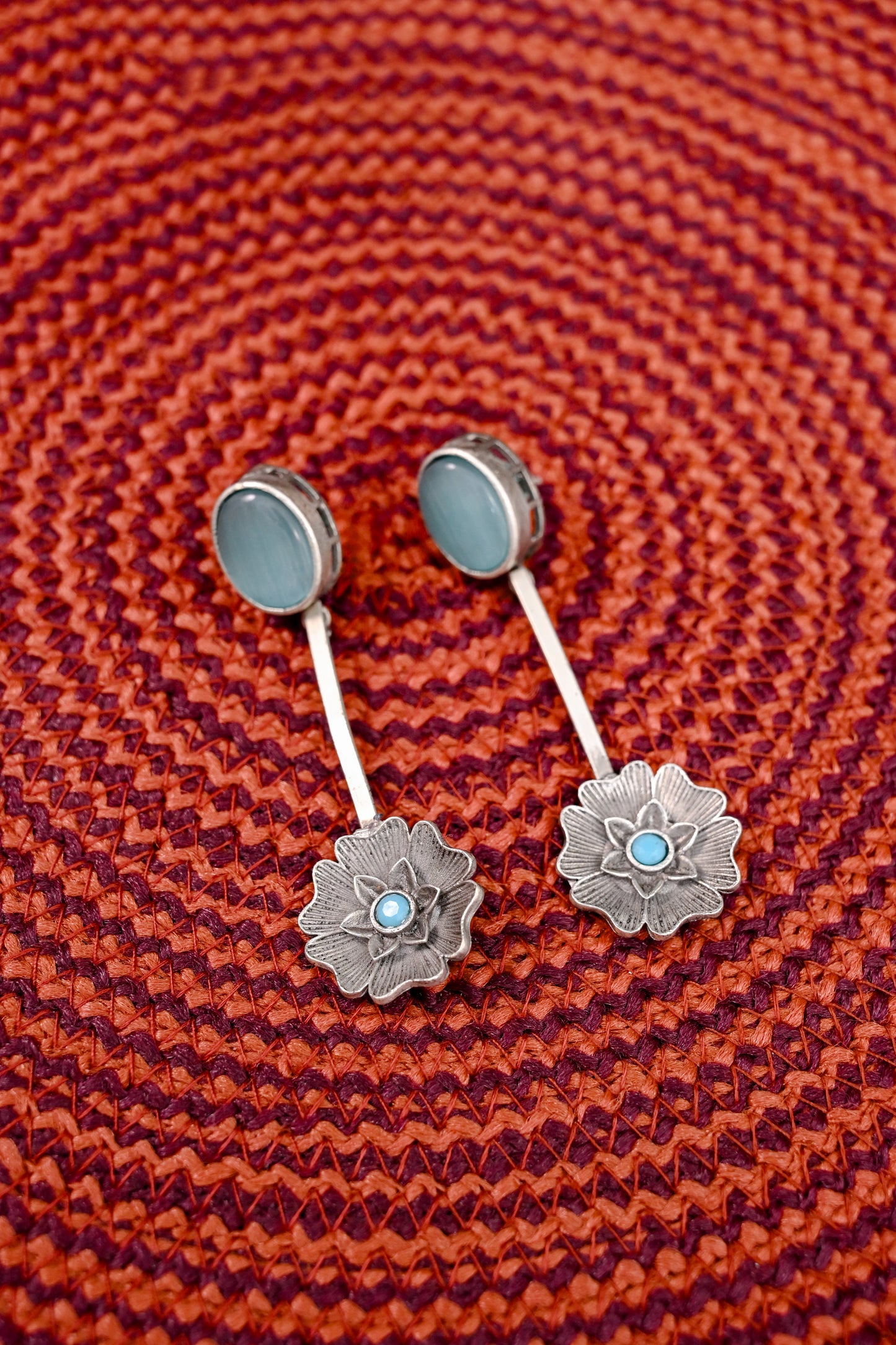 Antique Oxidized Monalisa Stud Danglers