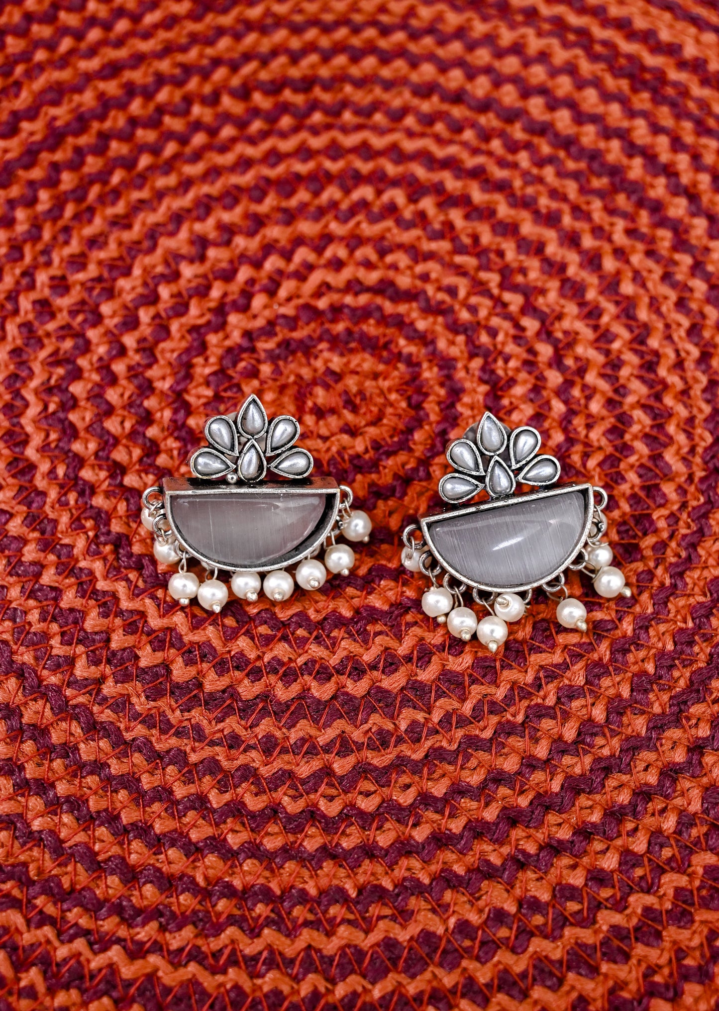 Pearl Beaded Monalisa Stud Earrings
