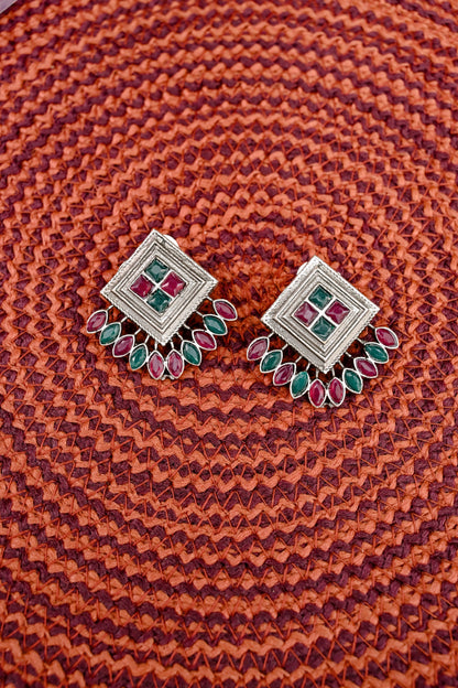 Contemporary Silver Stud Earrings