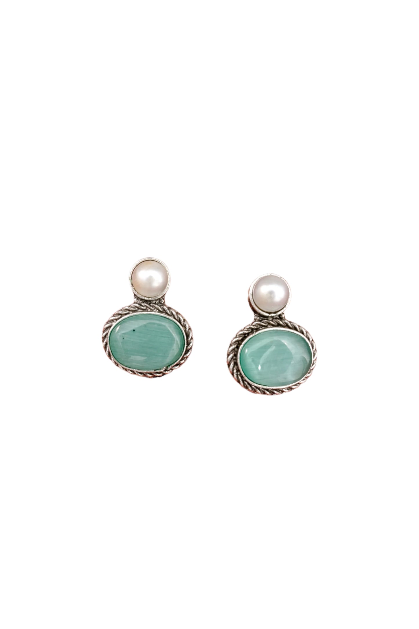 Moonstone Pearl Stud Earrings