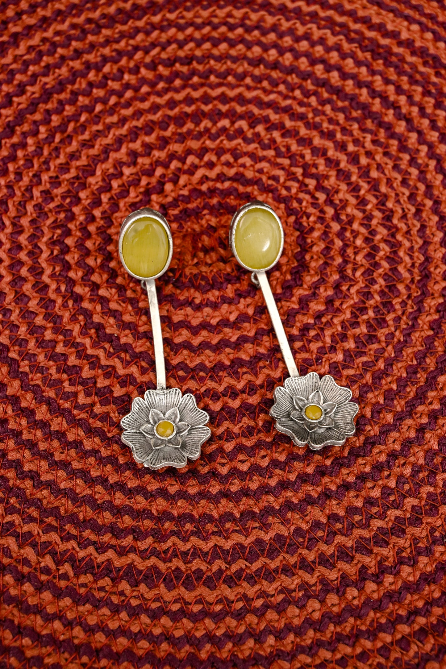 Antique Oxidized Monalisa Stud Danglers