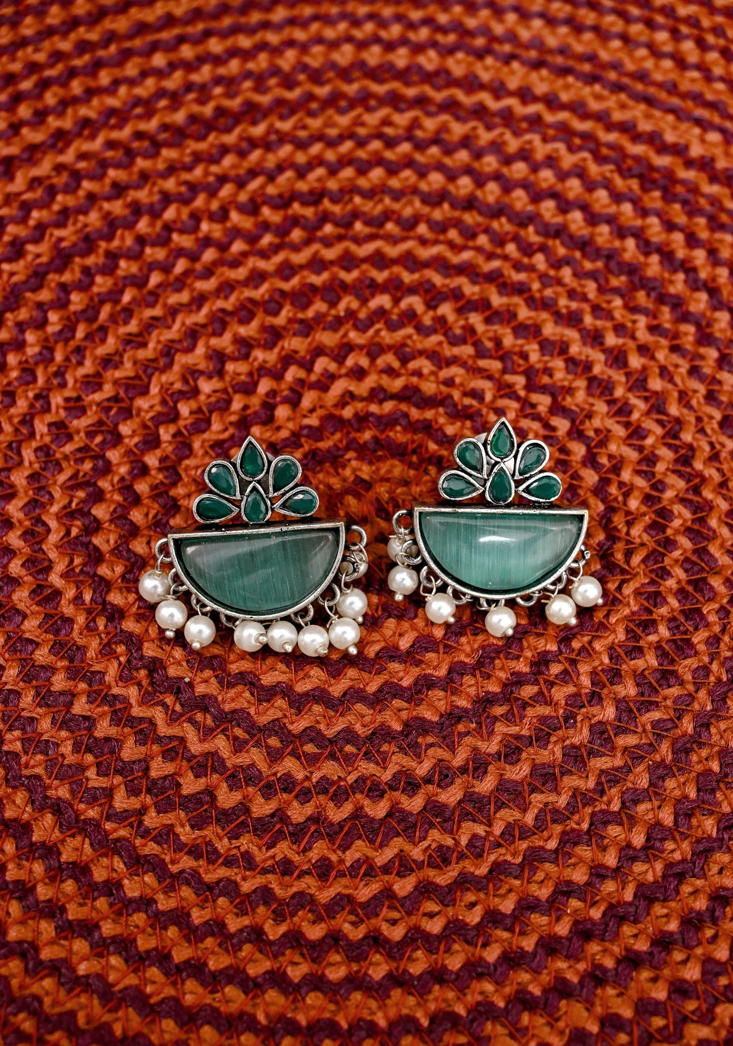 Pearl Beaded Monalisa Stud Earrings