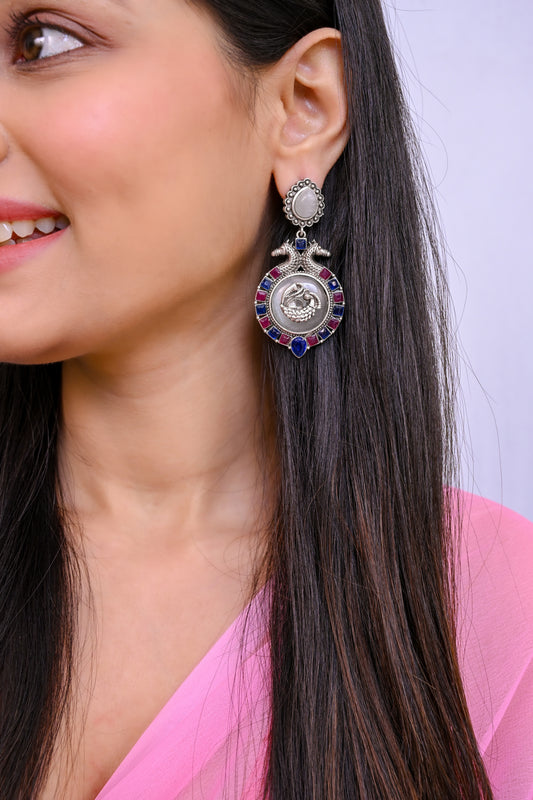 Traditional Silver Moissanite Drop Earrings