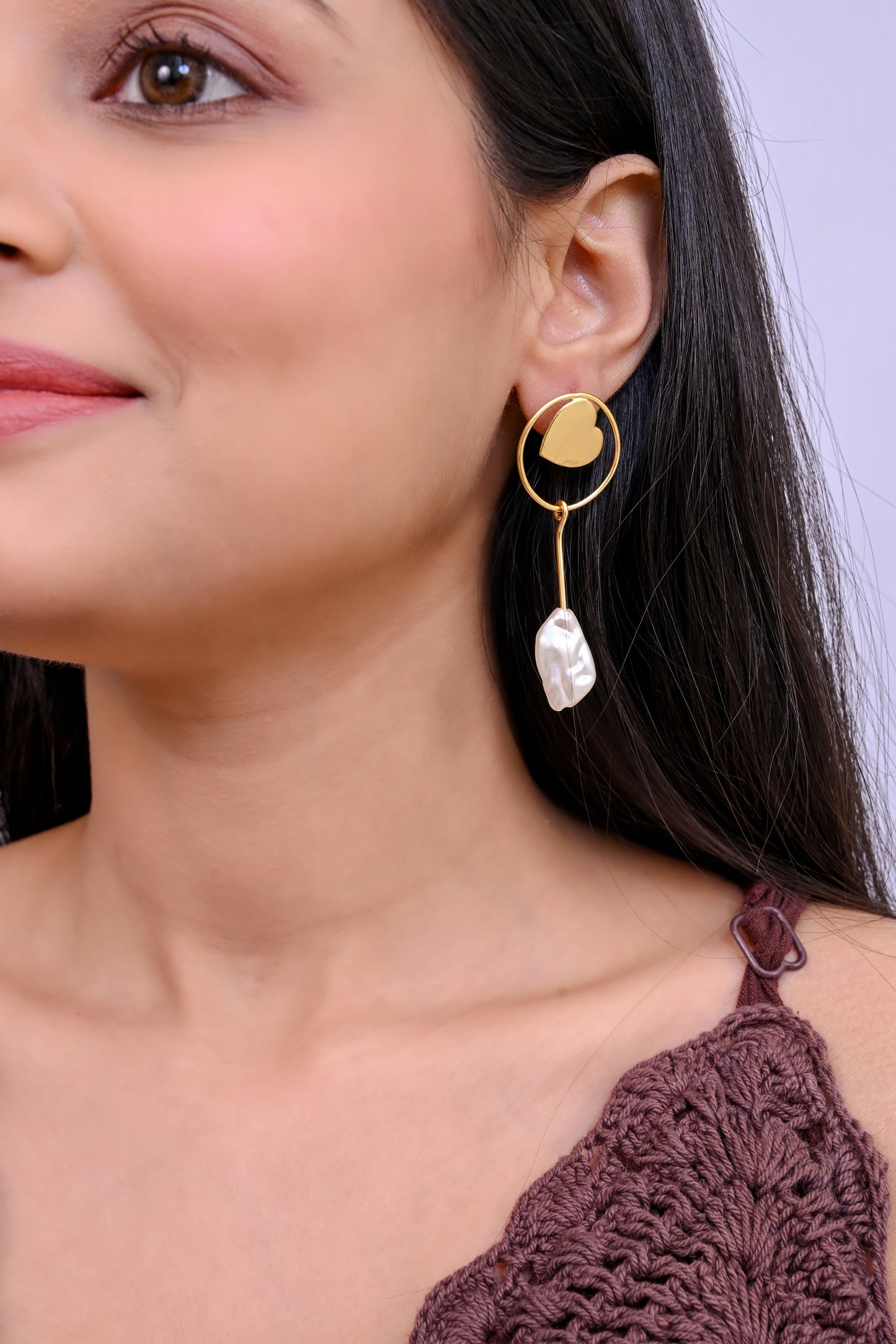 Natural Pearl Love Drop Earrings