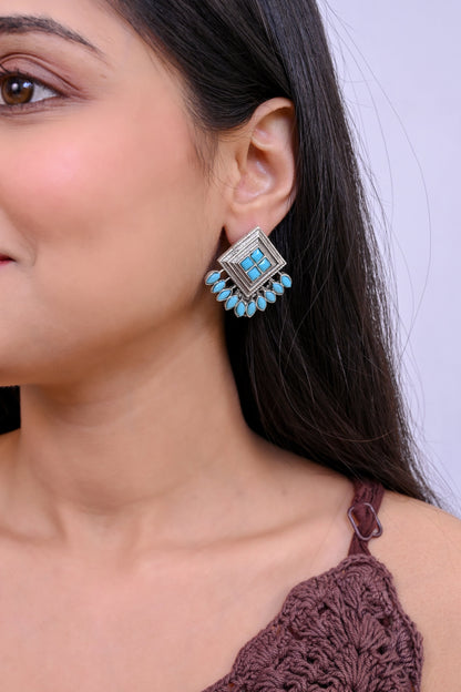 Contemporary Silver Stud Earrings