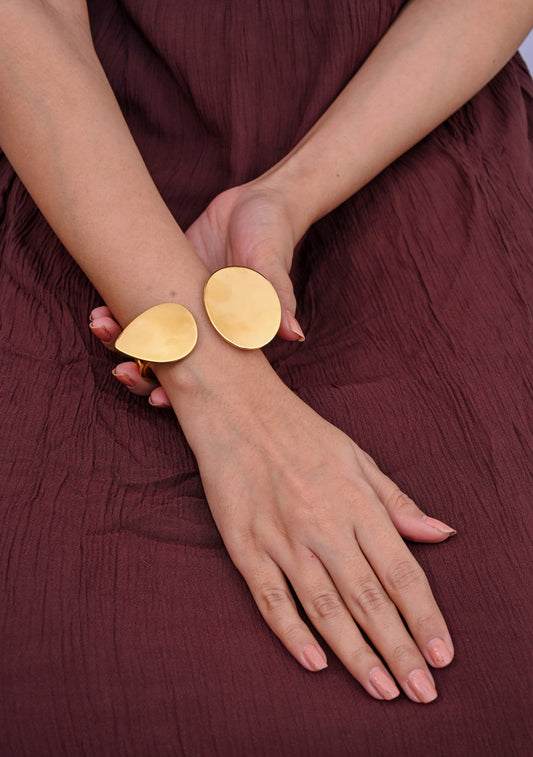 Premium Gold Plating Stainless Petal Cuff Bracelet