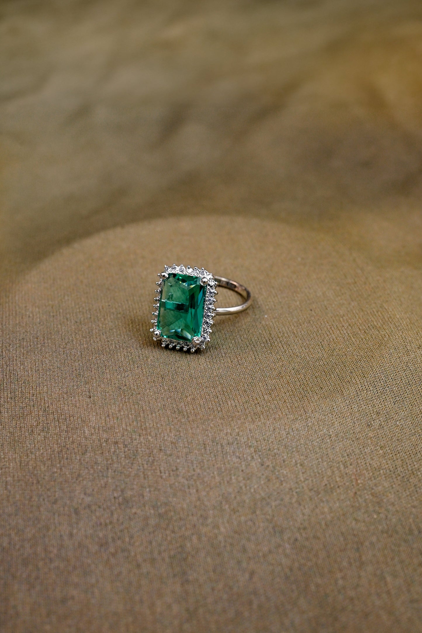 Adjustable CZ Cut Diamond Silver Tone Ring
