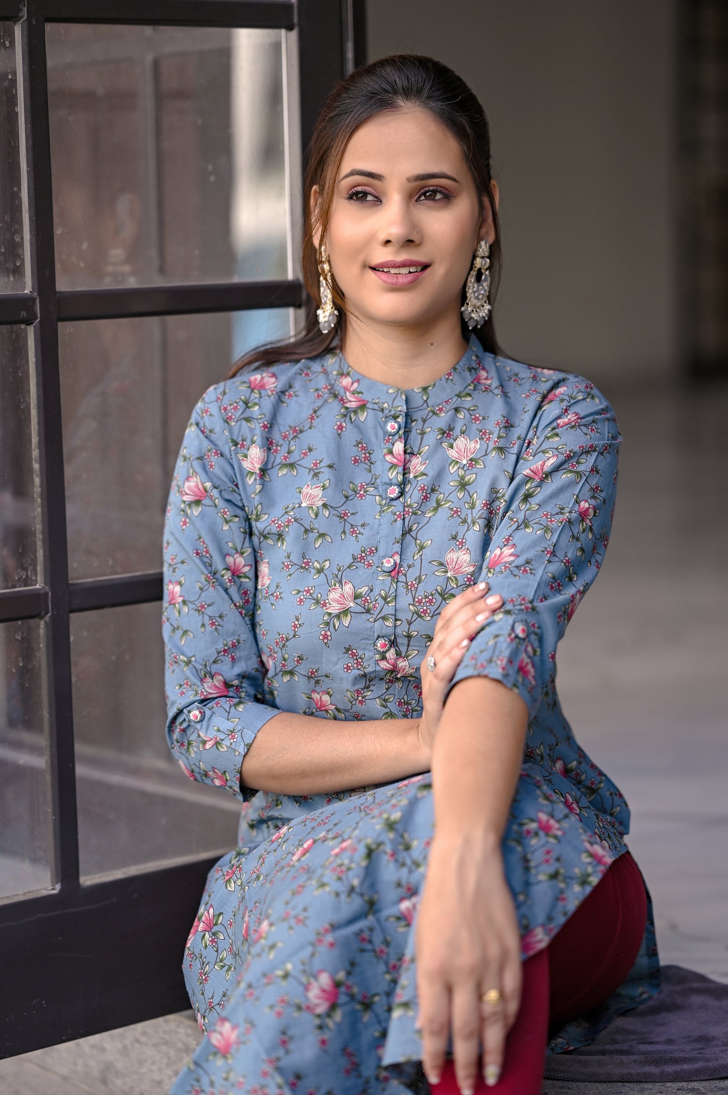 Meenakari Pearl Drop Dangler Earrings