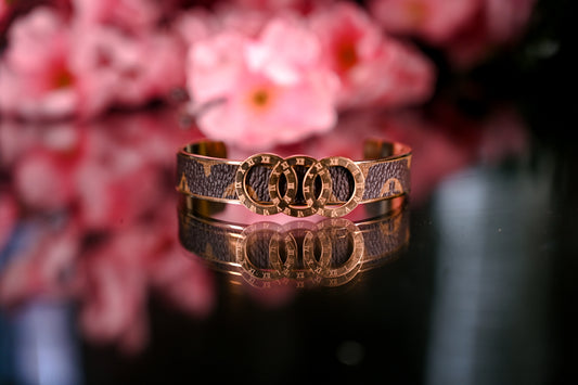 Anti Tarnish Rose Gold Leather Finish Roman Bracelet