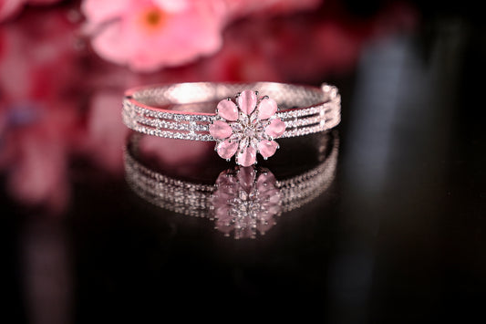 Premium Pink & White AD Studded Luxury Bracelet