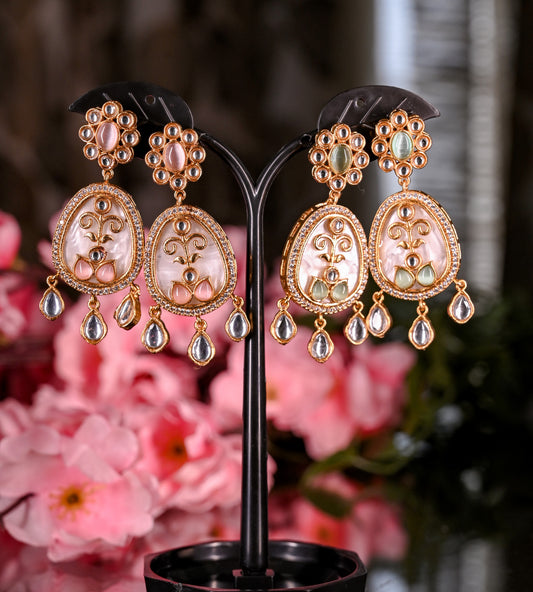 Antique Moissanite Mother Of Pearl & AD Studded Kundan Earring(Rs.1199 each)
