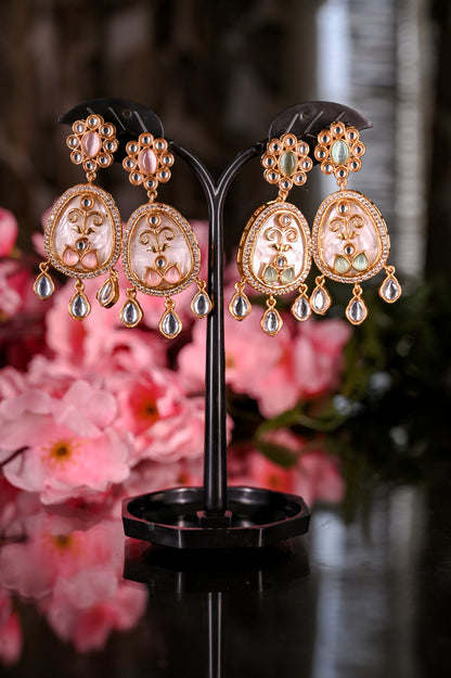 Antique Moissanite Mother Of Pearl & AD Studded Kundan Earring(Rs.1199 each)