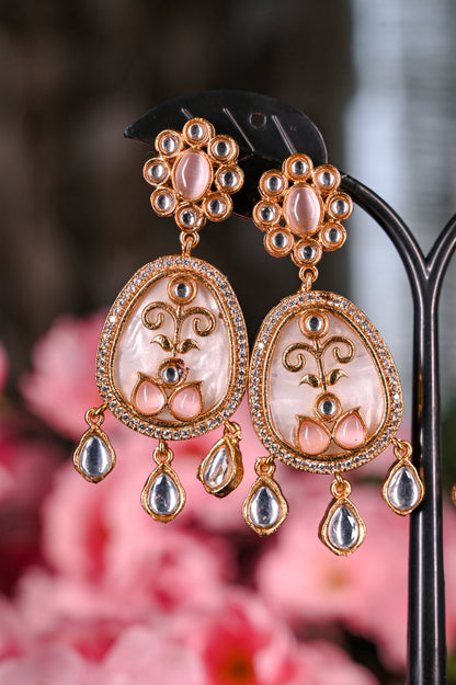 Antique Moissanite Mother Of Pearl & AD Studded Kundan Earring(Rs.1199 each)