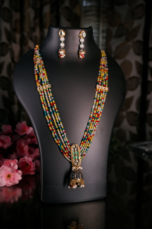 Stunning Gold Plated Multi Sapphire Beaded Necklace Set