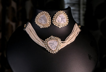 Stunning Mother of Pearl & Other Pearls Beaded Choker Set