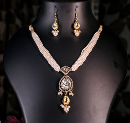 Monalisa Stone Kundan & Pearl Beaded Premium Choker Set