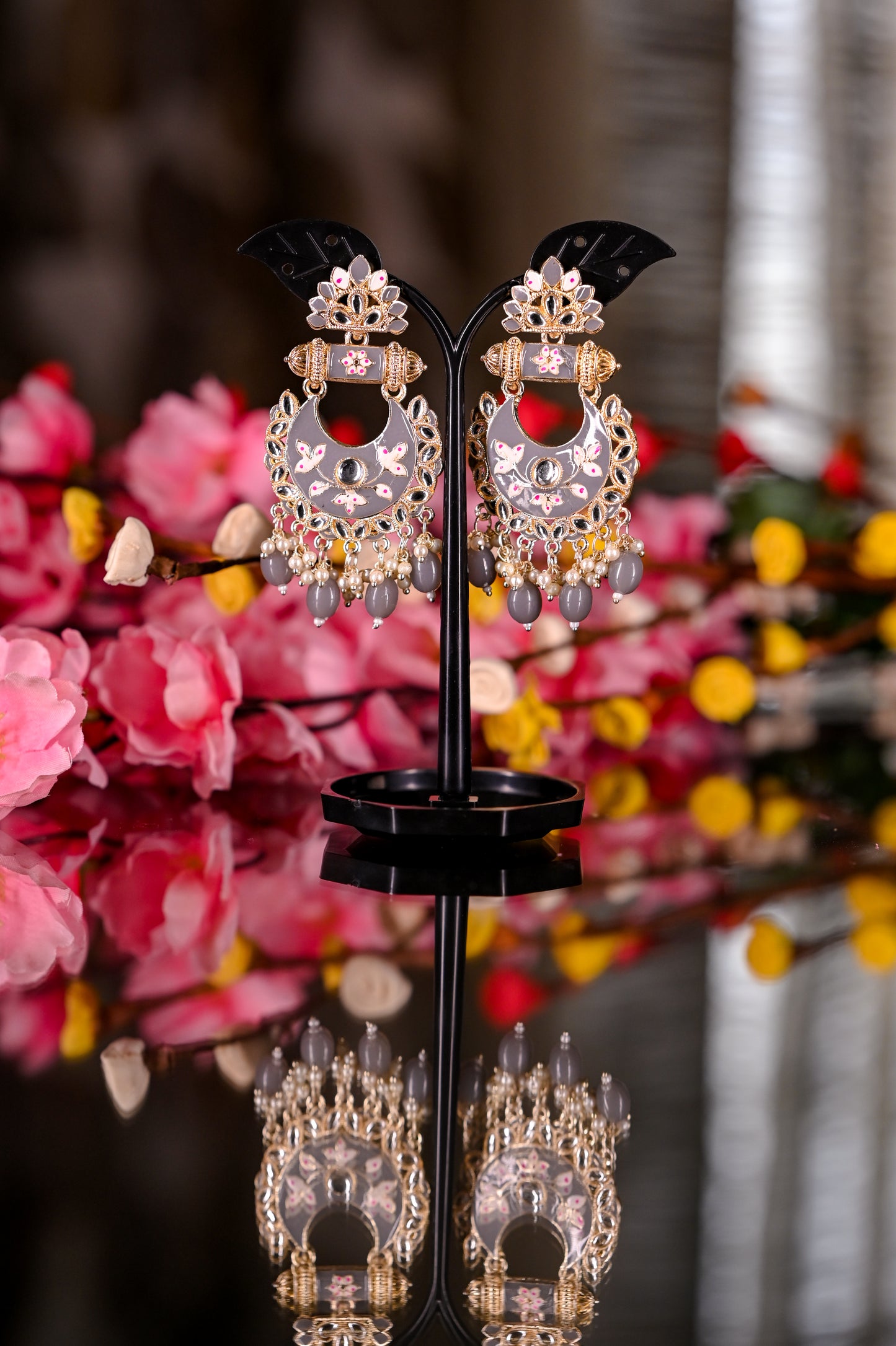 Meenakari Pearl Drop Dangler Earrings