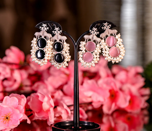 Nature Inspired Oxidized Silver Pearl Beaded Earrings (Rs.1099 each)