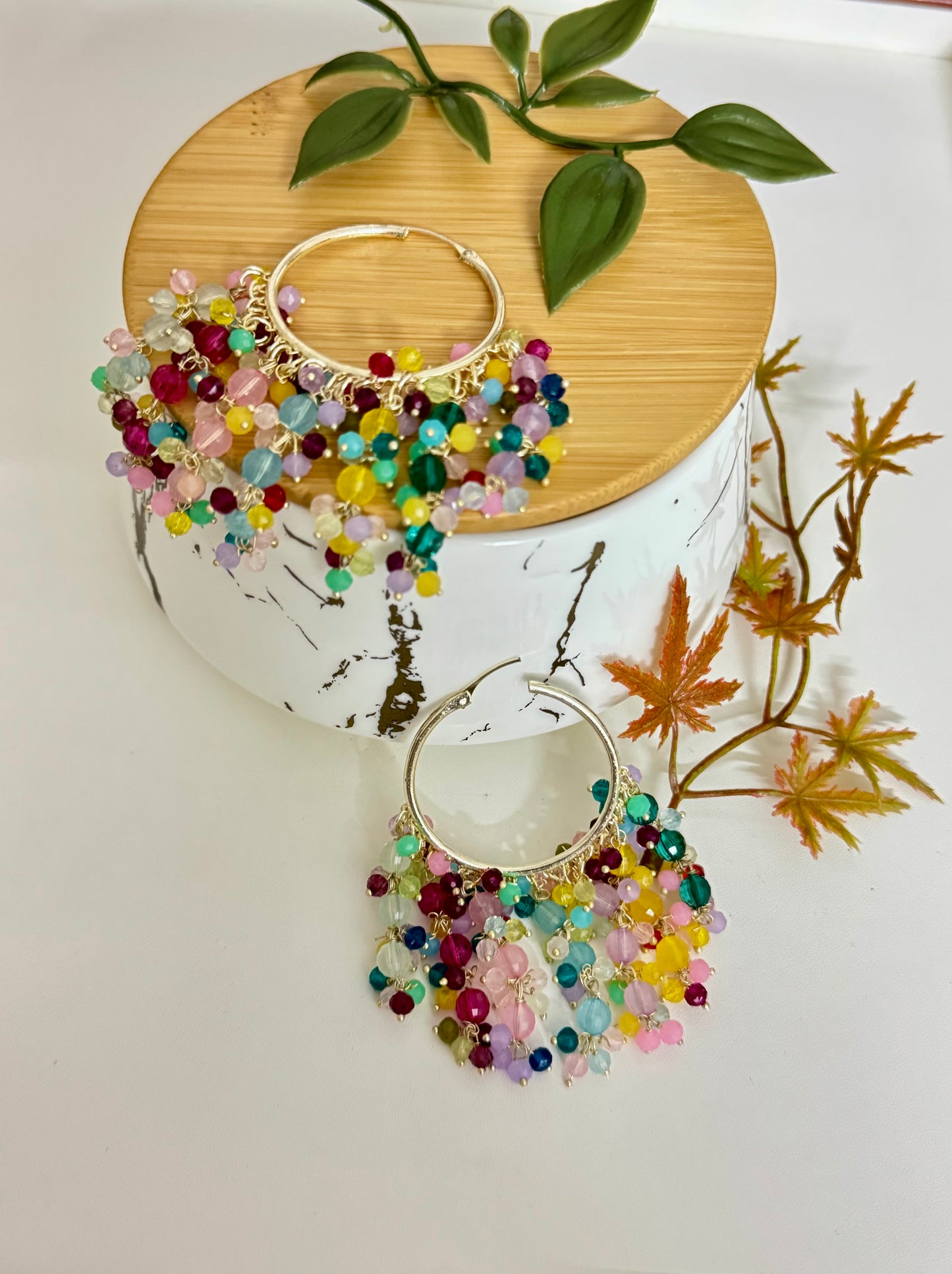 Vibrant Multicolored Kundan Chandbalis Hoops Earring